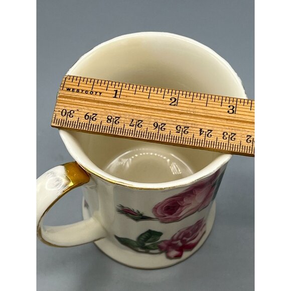 Burton + Burton Romantic Roses Porcelain Mug Cup Pink Rose VTG Golden Accent - Picture 7 of 9